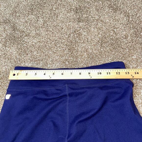 Fabletics leggings navy blue inside pocket pull on reflective calf stripe SZ SM - Picture 6 of 8